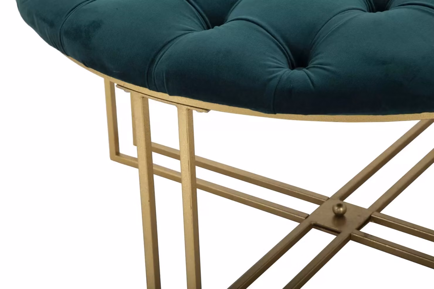 Puff cilindrico in velluto verde e oro CHARME1921 per il tuo living L: 49 cm, P: 49 cm, H: 10 cm – 4