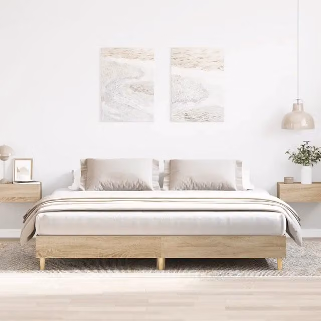 Giroletto senza Materasso-Struttura Letto Rovere Sonoma 160x200cm in Truciolato 805829