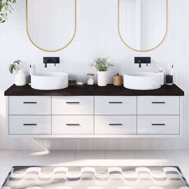 Piano Bagno Marrone Scuro 200x50x(2-6)cm Legno Trattato 3156270