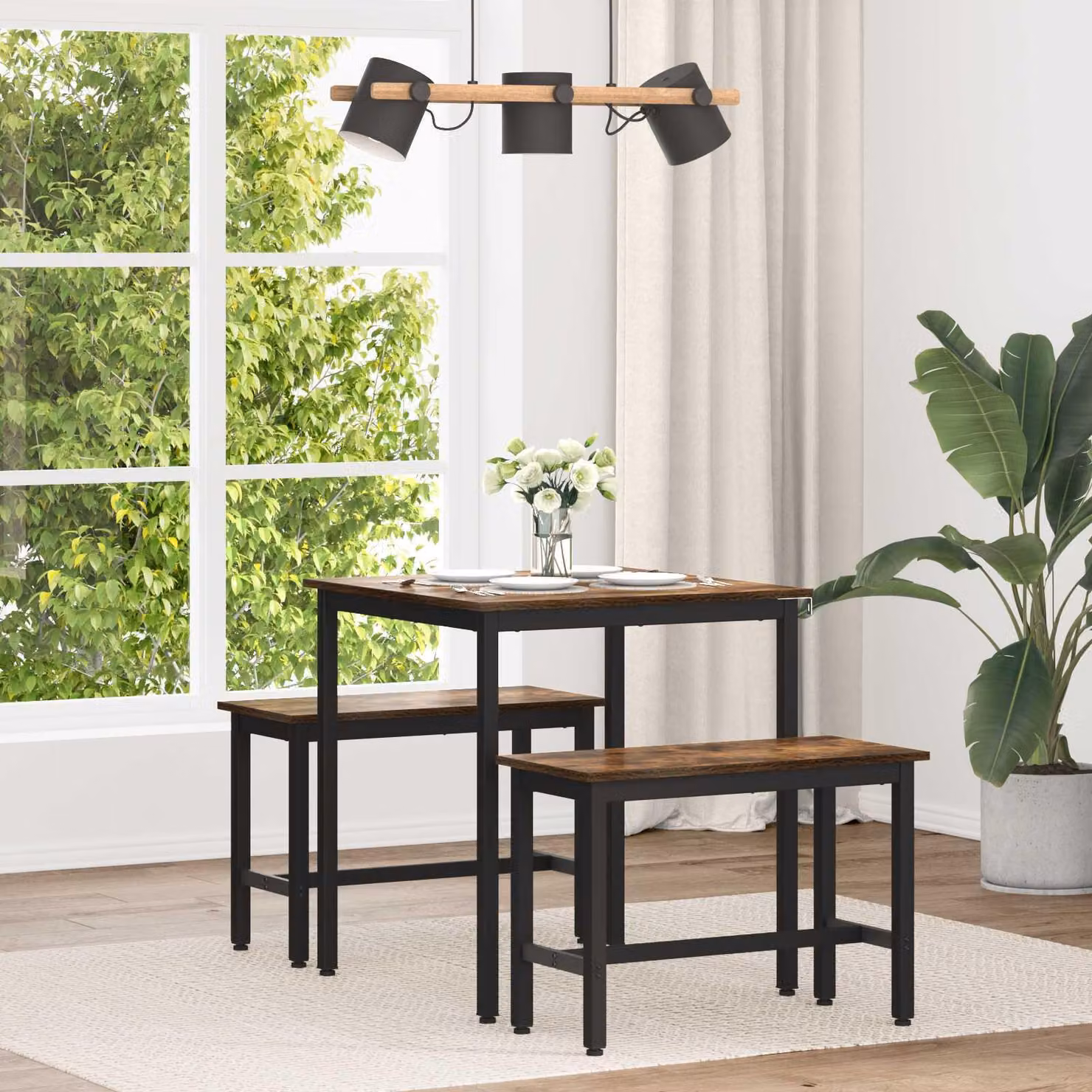 Maison Exclusive - Tavolo da pranzo, 70 x 70 x 75 cm, materiale composito, finitura noce affumicato