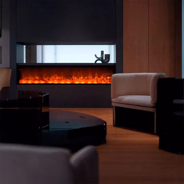 Caminetto elettrico Sined Amiata da incasso o appoggio, colore nero, con effetto fiamma a 6 intensità e telecomando, potenza 1500W, L: 180 cm