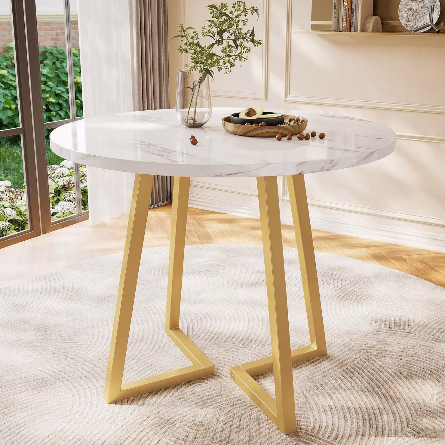 Tavolo rotondo - Altezza regolabile - Aspetto marmo - 80 cm