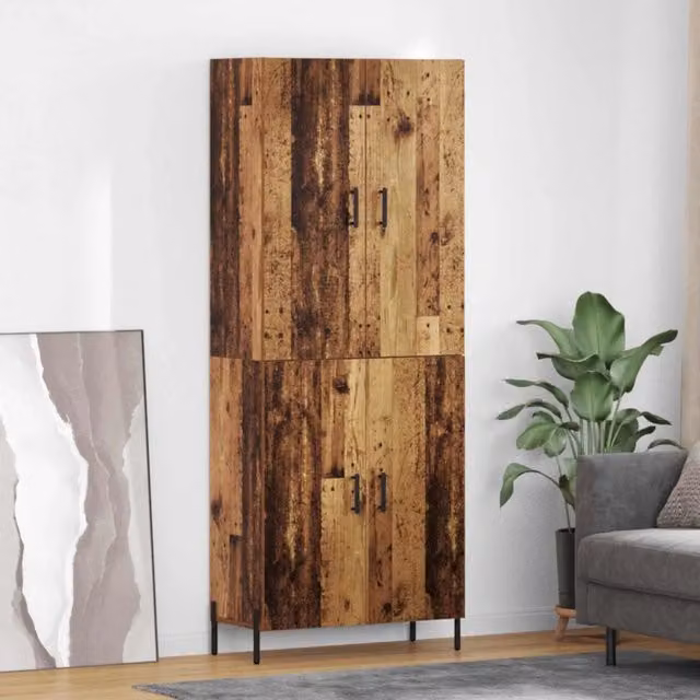 Credenza vidaXL in legno ingegnerizzato marrone con ante a battente, stile minimalista, L 69,5 cm x P 34 cm x H 180 cm – 1