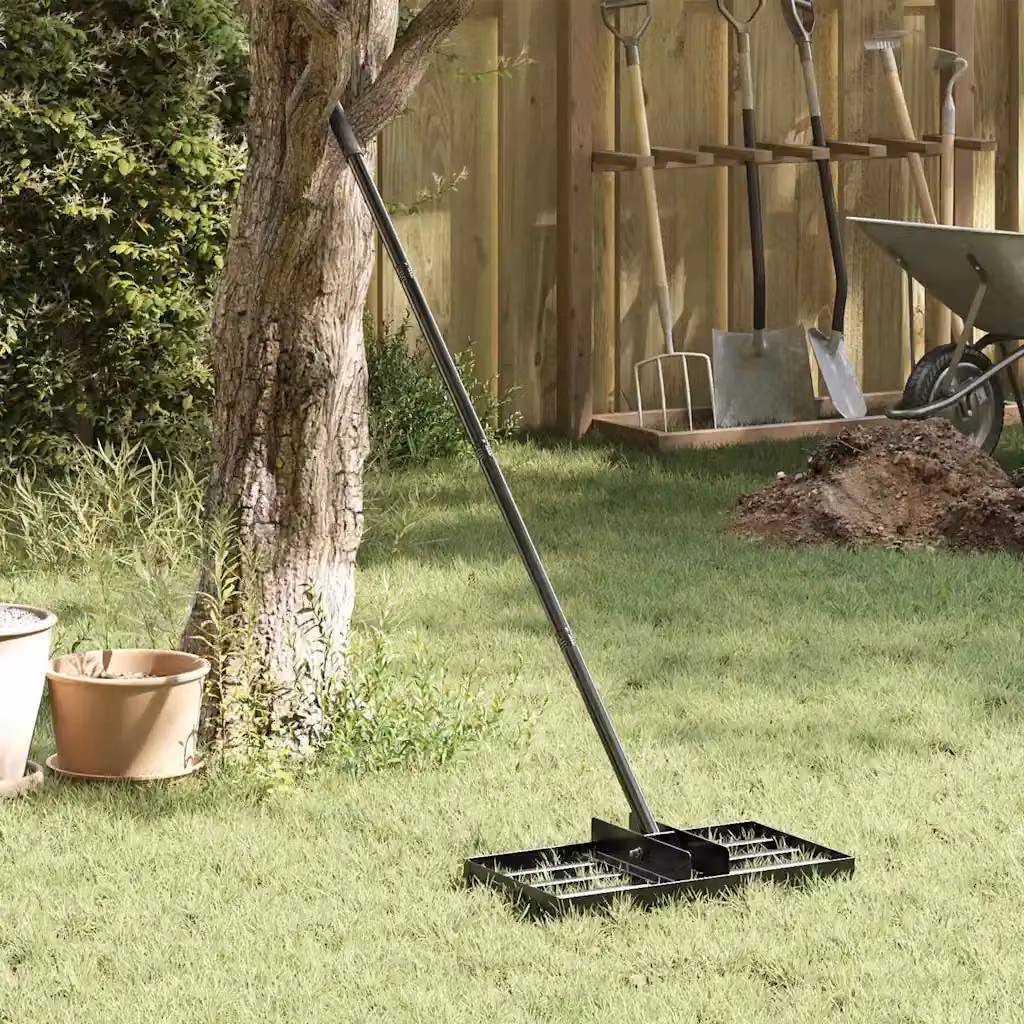 Rastrello per livellare il giardino vidaXL in acciaio Nero L 45 cm, P 25 cm, H 200 cm