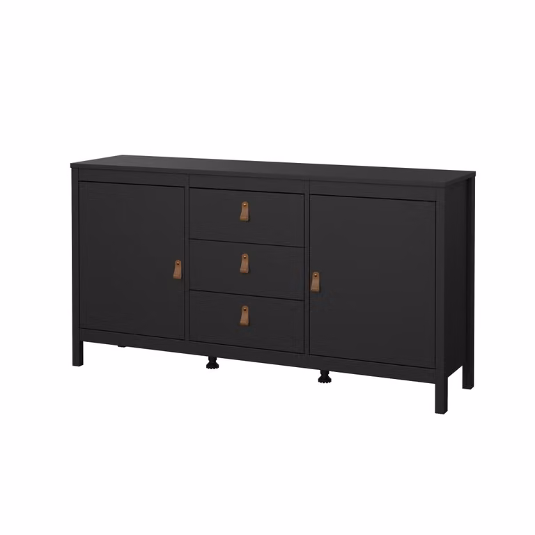 Credenza Madrid 2 ante 3 cassetti nero opaco.