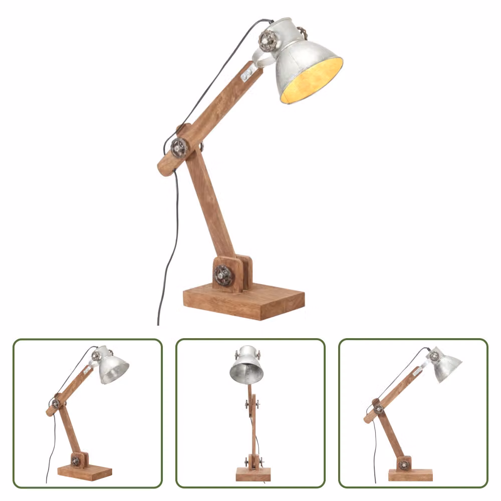The Living Store Lampada da scrivania in stile industriale Argento Rotonda 58x18x90 cm E27