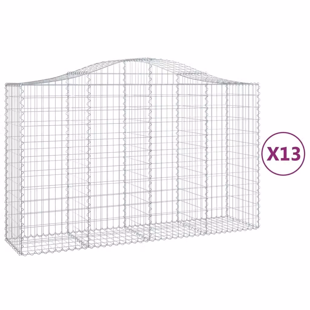 Cesti Gabbioni ad Arco 13 pz 200x50x120/140 cm Ferro Zincato