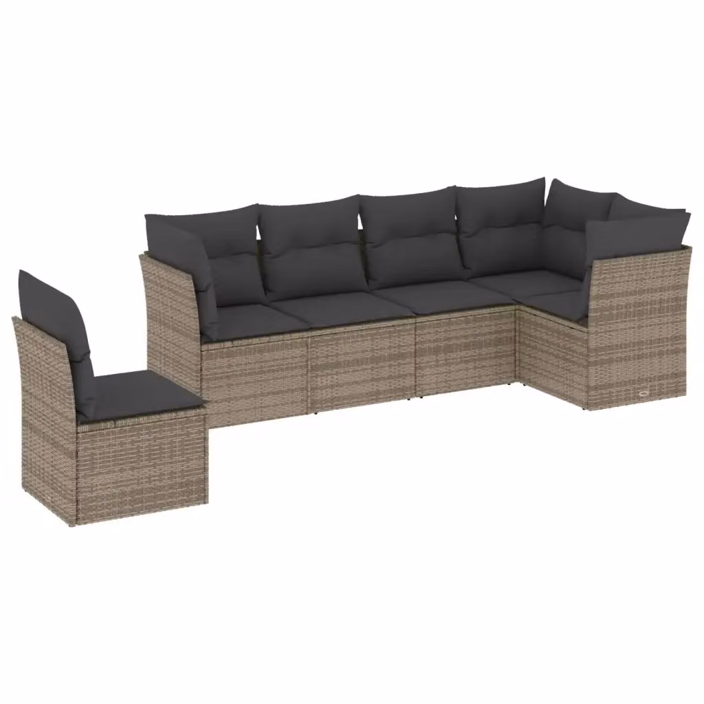 vidaXL Set Divano da Giardino a L 6 pz Grigio con Cuscini Imbottiti e Rivestimenti Rimovibili – 2