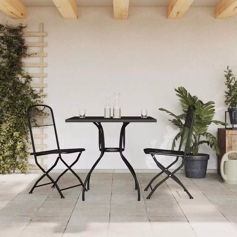 Set da Pranzo da Giardino vidaXL in Metallo Antracite con Tavolo Pieghevole e 3 Sedie