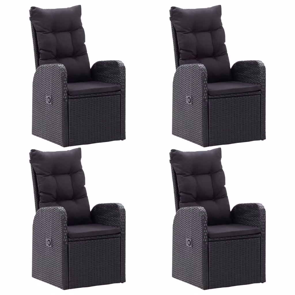 vidaXL Set da pranzo da giardino 5 pezzi nero