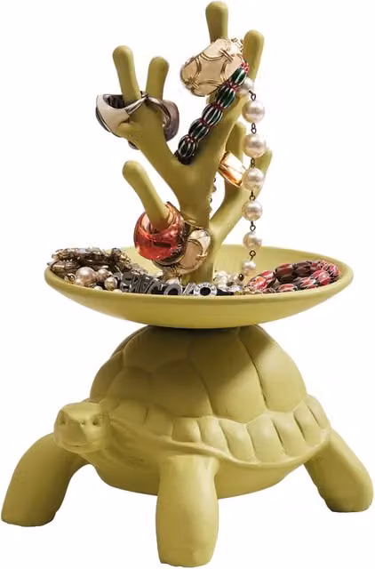 Qeeboo Turtle Carry XS Portagioie in Ceramica Verde L: 22,0 cm, H: 15,5 cm, P: 21,0 cm