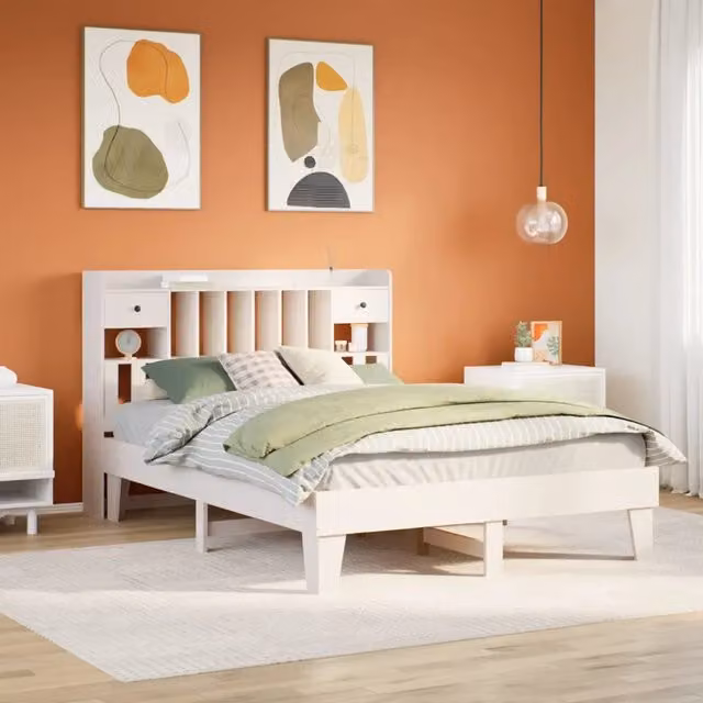 Letto senza Materasso Bianco 150x200 cm Legno Massello di Pino 3308841