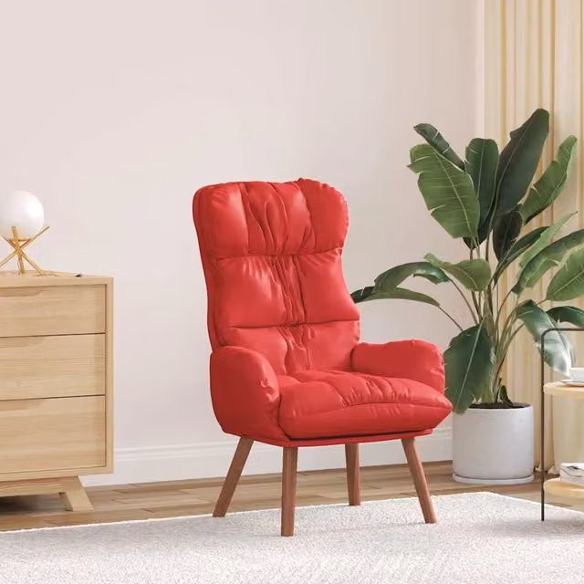 Poltrona relax moderna DESIGN IN in pelle artificiale rossa con braccioli, L: 69 cm, P: 74 cm, H: 93 cm