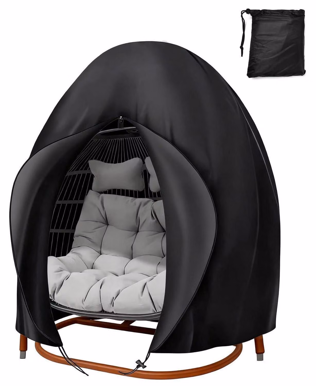 Copertura impermeabile per sedia a dondolo, realizzata in tessuto Oxford 210D, colore nero, dimensioni 200 x 230 cm