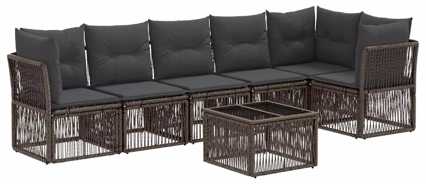 Set Divano da Giardino 7 pcs Grigio polyrattan