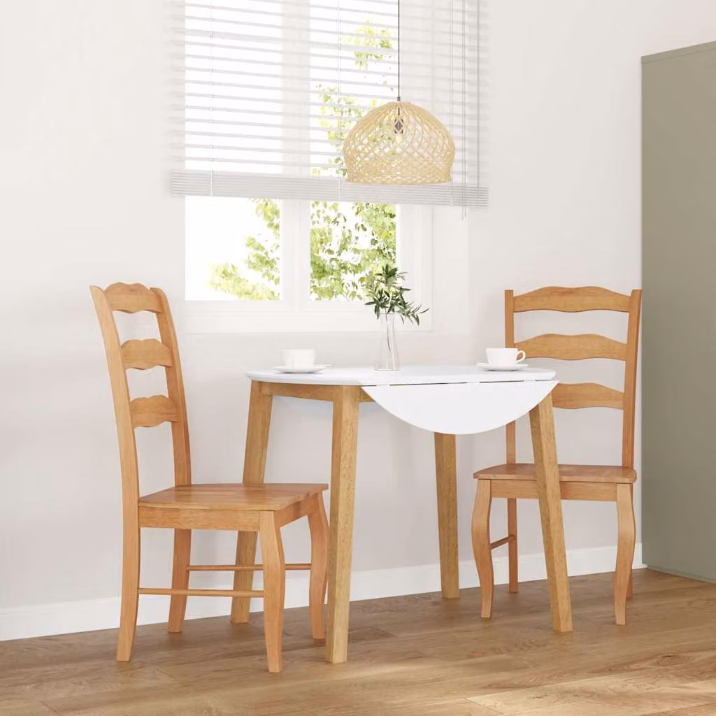 Set di 2 sedie da pranzo vidaXL in legno massello di Hevea colore marrone naturale