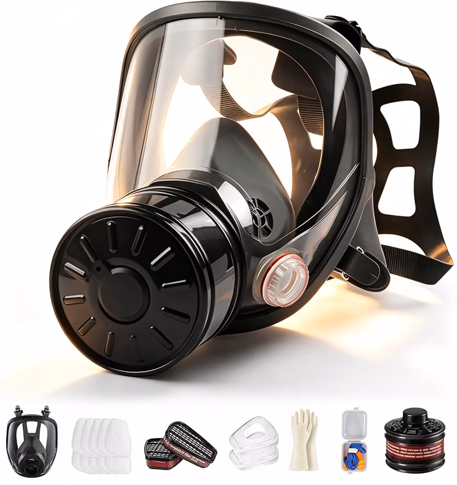 Maschera antigas da 40 mm, con filtro a carbone attivo, per campeggio, uso chimico e situazioni di emergenza, maschera facciale completa
