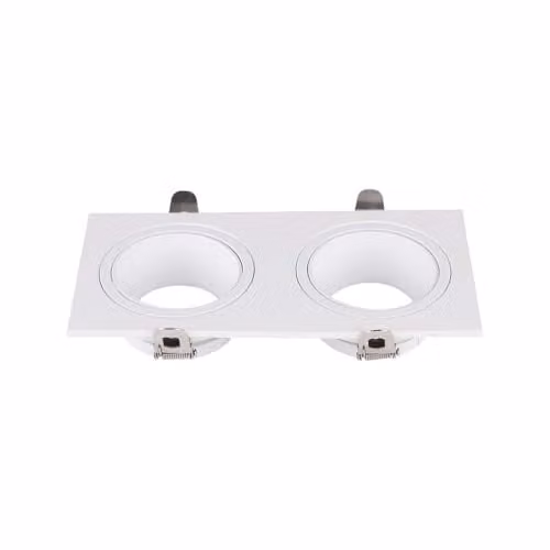 V-TAC Portafaretto LED Doppio da Incasso Rettangolare 2*GU10 in Policarbonato e Ferro Colore Bianco