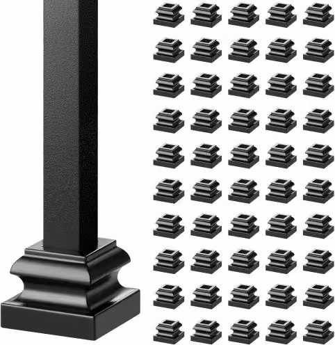 Set di 50 basi per ringhiera VEVOR in lega di alluminio nero opaco con fori per viti, supporti per balaustre e scale da 12,7 mm