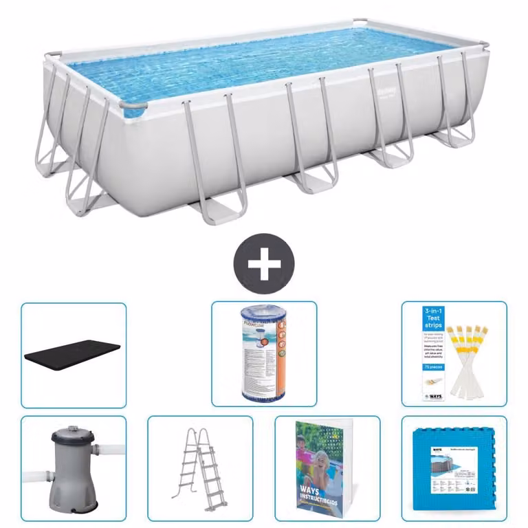 Bestway Power Steel, piscina rettangolare - 488x244x122 cm - composta da 6 parti, modello S602