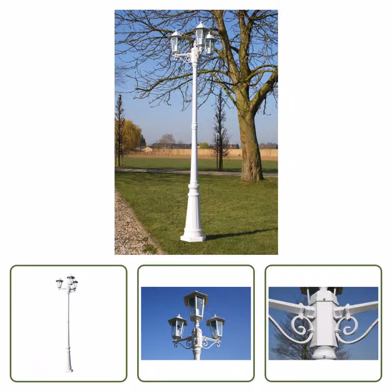The Living Store Lanterna da giardino a 3 luci 215 cm in alluminio bianco