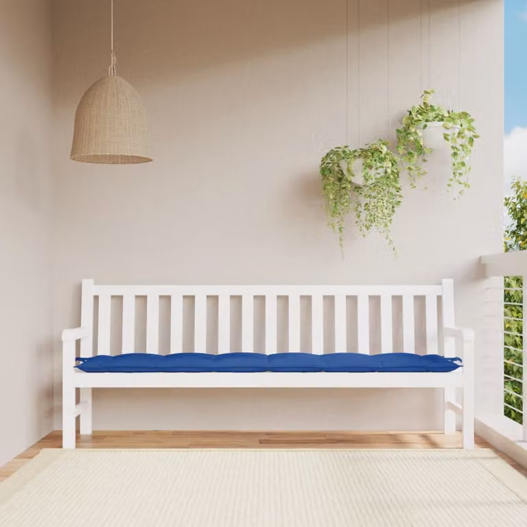 vidaXL Cuscino per Panca da Giardino Blu, L 200 cm x P 50 cm x H 7 cm, in Tessuto Oxford Idrorepellente e Traspirante