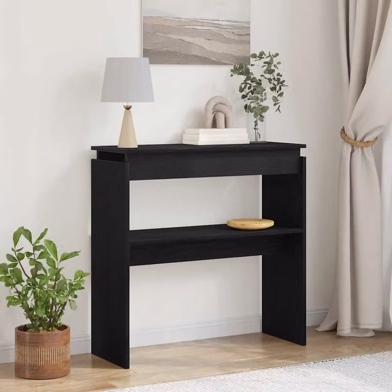 vidaXL Tavolo consolle in stile minimalista color nero e rovere, L 80 cm x P 30 cm x H 75 cm