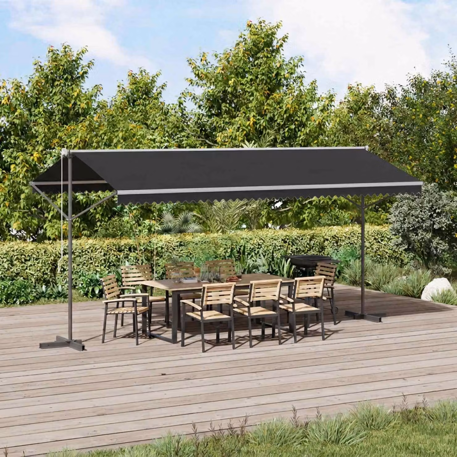 vidaXL Tenda Parasole con Piedistallo 500x300 cm Antracite