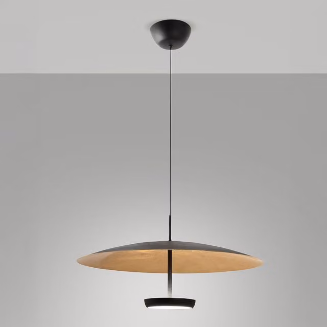 Lampada a sospensione moderna Fabas Yuko con LED dimmabile in metallo disponibile in nero, bianco o oro/ottone