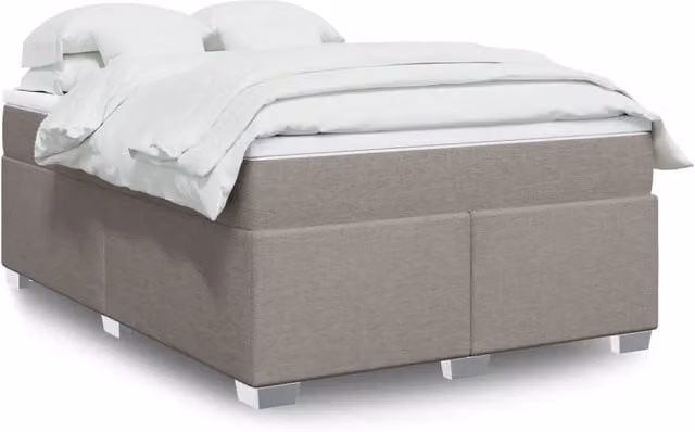 Letto Ibrido con Giroletto a Molle e Materasso vidaXL in Tessuto, Colori Beige, Bianco e Grigio, L/P: 160 x 200 cm