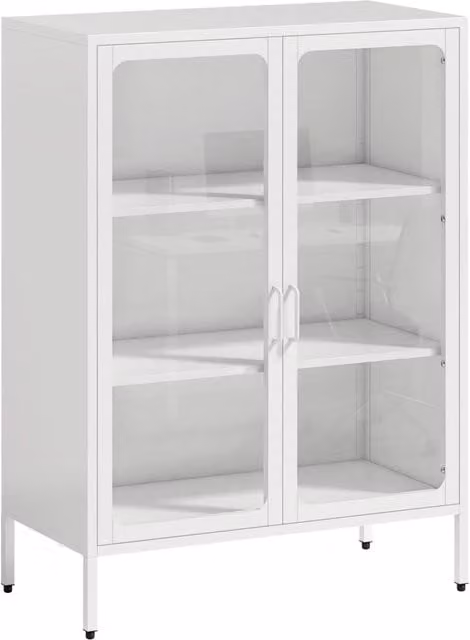 Armadio da ufficio 80 x 40 x 110 cm ripiani regolabili pratico stoccaggio stile industriale contemporaneo in acciaio bianco 21_0006407
