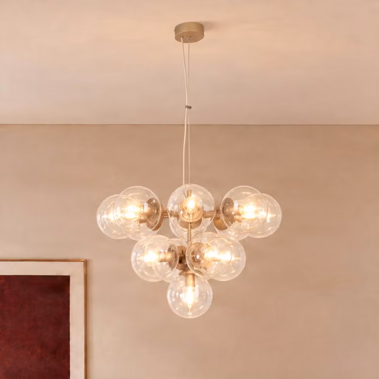 Lampada a sospensione Zumba Domiluce, dimmerabile, Crema / Ambra, Soggiorno / Sala da pranzo, Metallo, Moderno, Lampada a sospensione