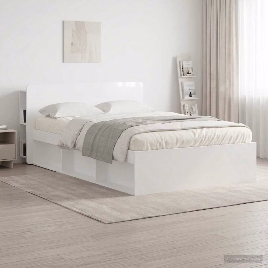 Testata del letto moderna vidaXL con ripiani integrati in legno ingegnerizzato bianco, L: 135 cm, H: 80 cm, P: 18,5 cm