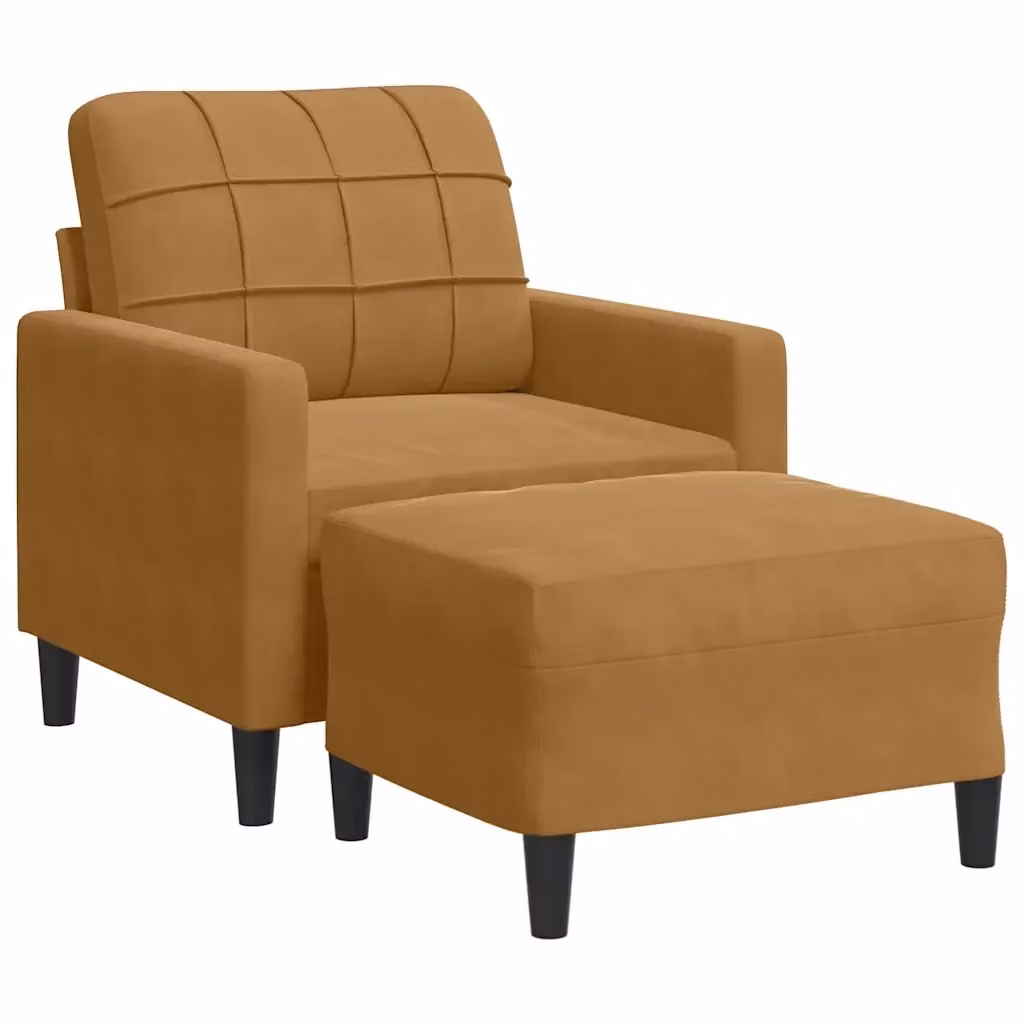 vidaXL Poltrona Relax con Poggiapiedi in Velluto Marrone e Struttura in Metallo – 2