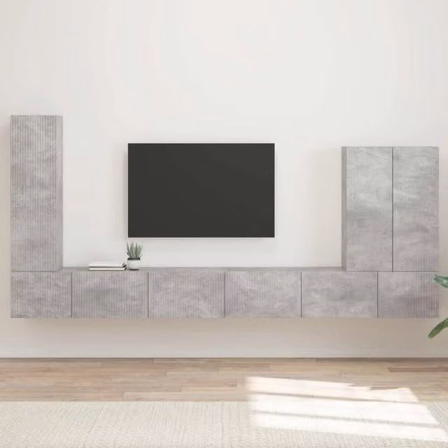 Set di Mobiletto da TV a Parete 6 pz Grigio cemento 3408955