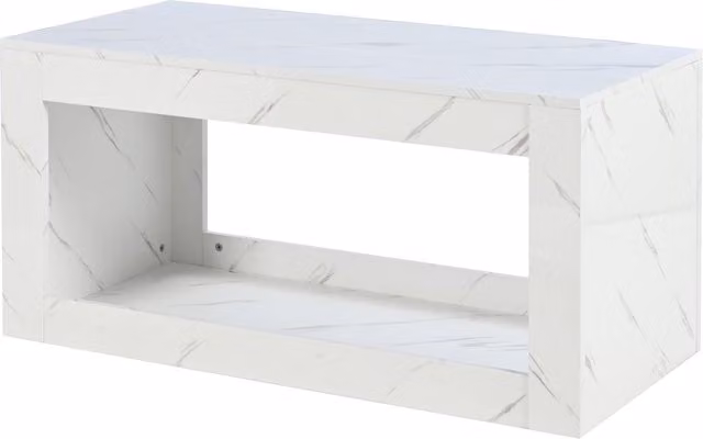 Tavolino da salotto moderno rettangolare bianco con finitura lucida e design astratto L/P/H: 100 x 50 x 50 cm