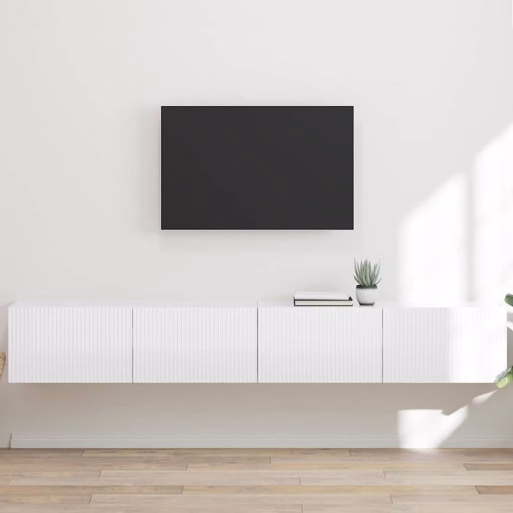 Set di 2 mobili TV da parete vidaXL in legno MDF bianco lucido, design moderno per il tuo soggiorno