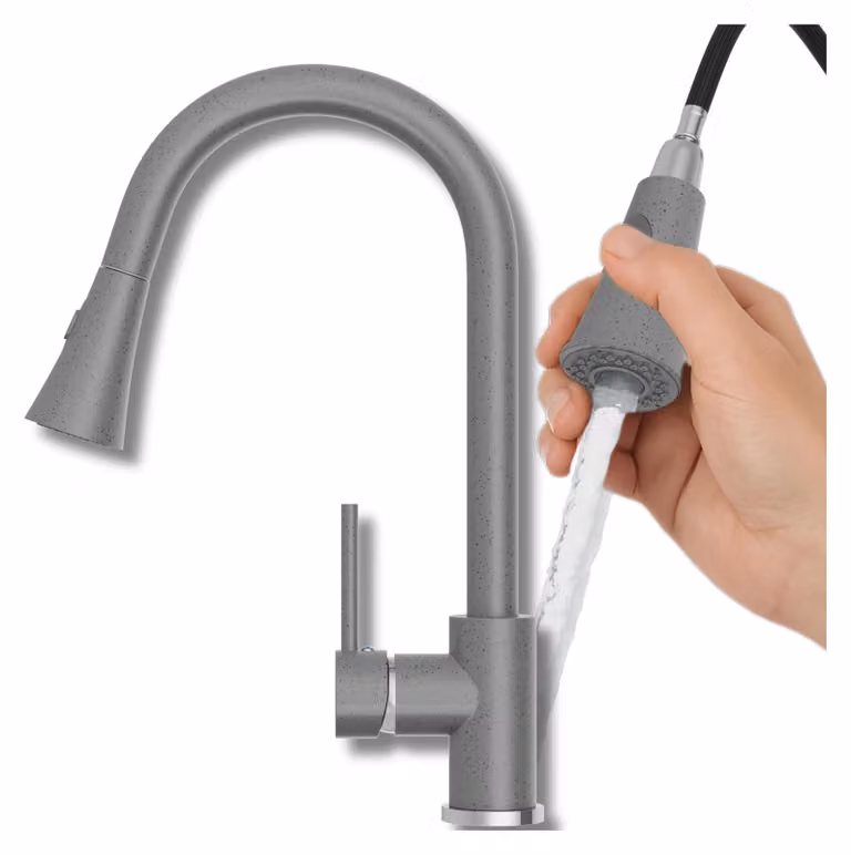 Granitan - Miscelatore cucina - Rubinetto cucina altezza 40 cm - Miscelatore lavello grigio - SNAKE