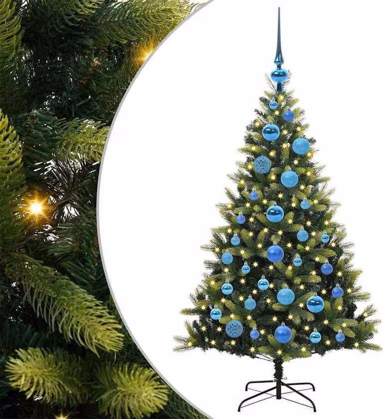 Albero di Natale Artificiale Pieghevole 150 LED Verde 120 cm