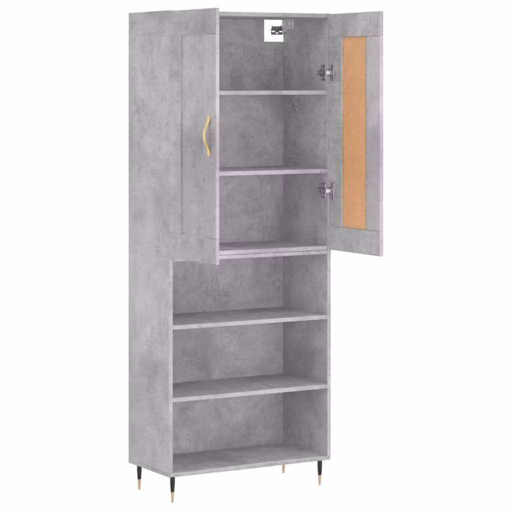 Mobile contenitore moderno con ante e ripiani interni in legno ingegnerizzato grigio H 180 x L 69,5 x P 34 cm – 2