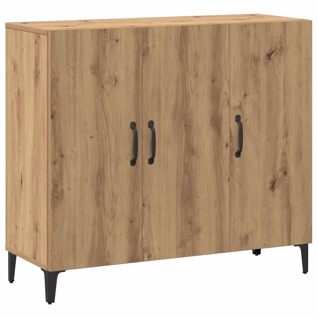 Credenza in stile industrial vidaXL in legno e metallo, colore marrone, L 90 cm x P 34 cm x H 80 cm – 2