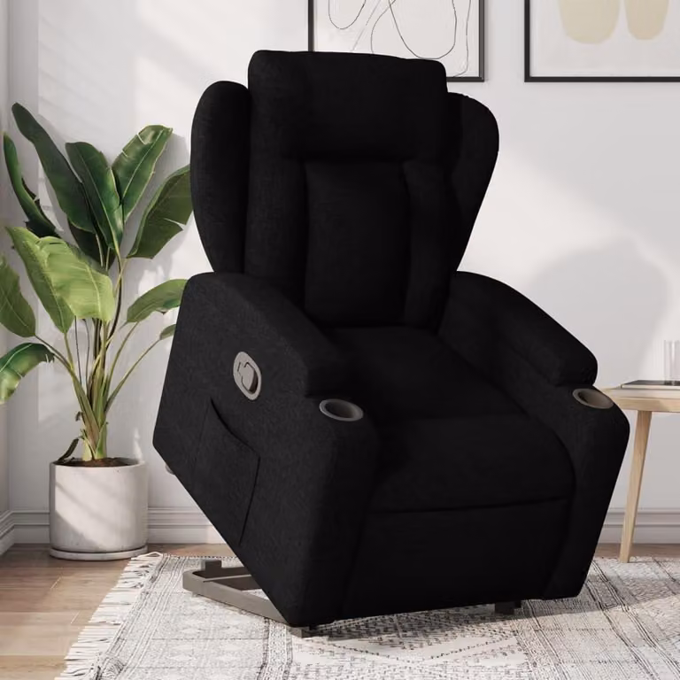 Poltrona reclinabile - Poltrona elettrica regolabile - Divano nero - Poltrona relax - Funzione di sollevamento elettrico