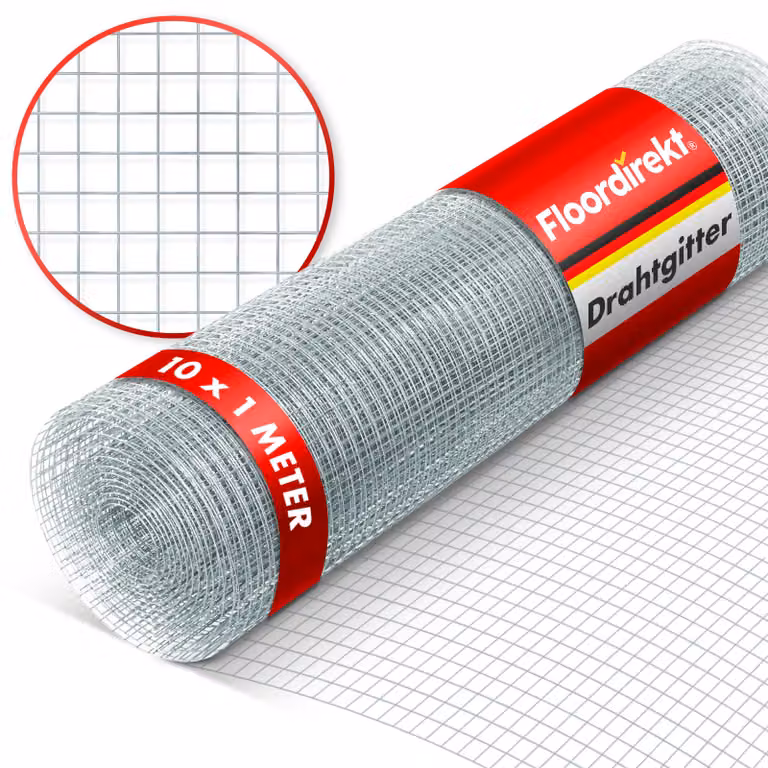 Floordirekt Rete metallica zincata a maglia fine, 6,3 mm, rete per voliere, protezione contro arvicole e roditori, rete metallica in rotolo tagliabile su misura - 1 x 10 m