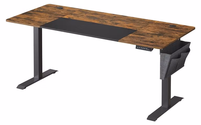 Scrivania regolabile in altezza elettricamente – Colore marrone vintage – Pannello di particelle truciolari – 70 x 160 x 120 cm