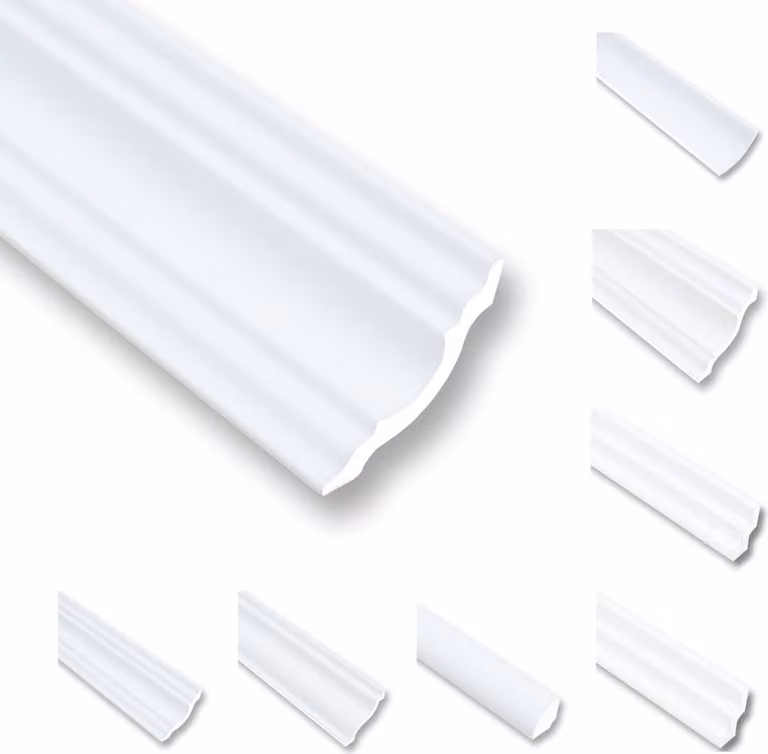 MDEKOR 20 metri di Cornici per Soffitto in Polistirene XPS Profilo Decorativo Bianco 50x50 cm Pacchetto Risparmio NK50