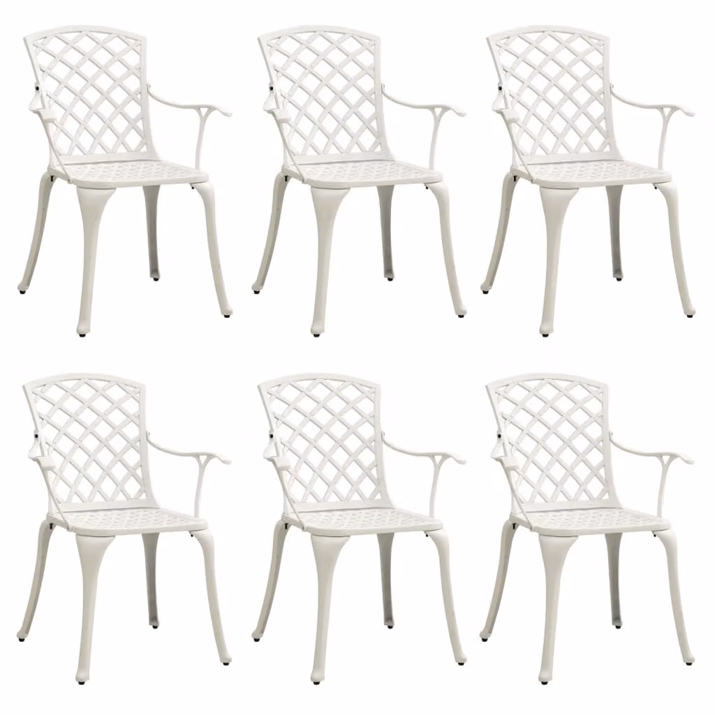 Sedie da Giardino 6 pz in Alluminio Pressofuso Bianco