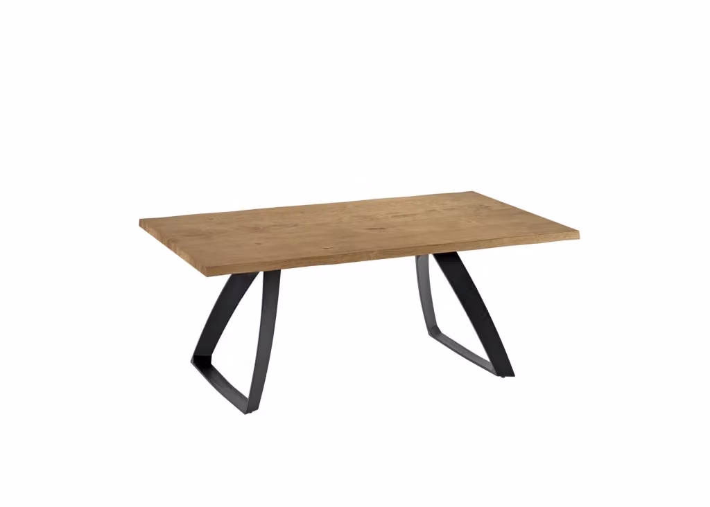 Tavolo da pranzo rettangolare allungabile Stones in rovere e metallo nero con design industriale e bordo live edge – 2