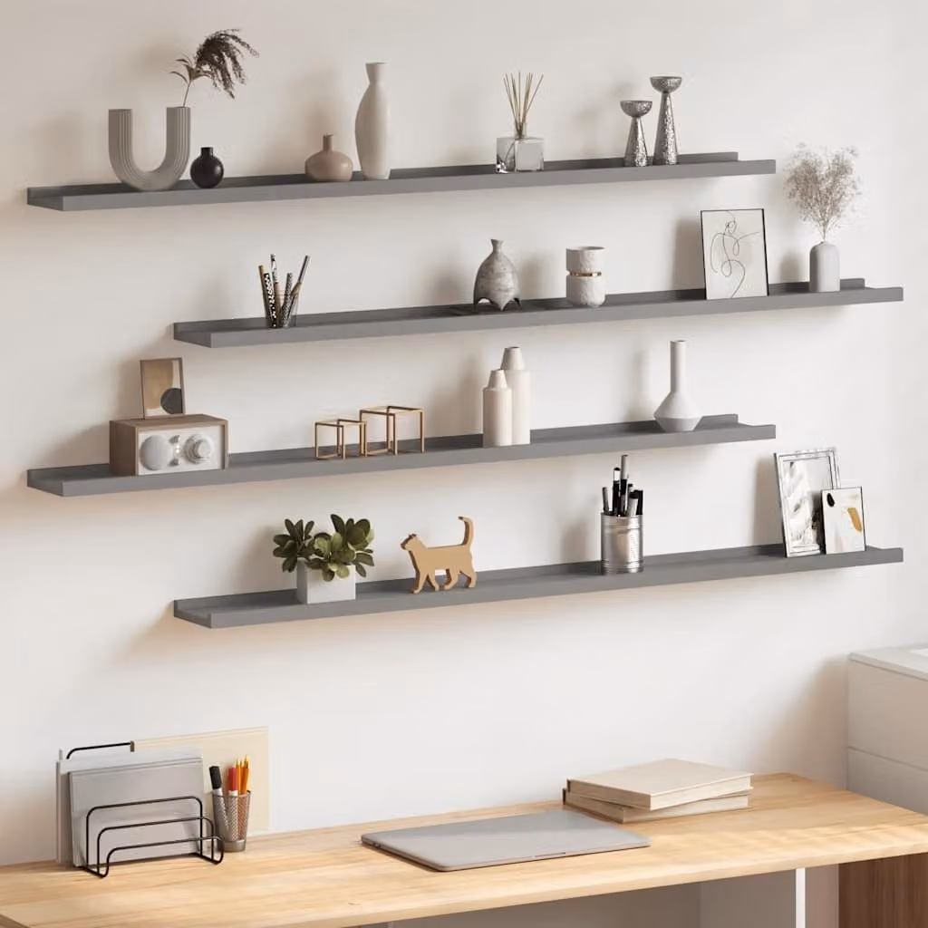 Set di 4 mensole da parete vidaXL grigie in stile moderno L: 115 cm, P: 9 cm, H: 3 cm