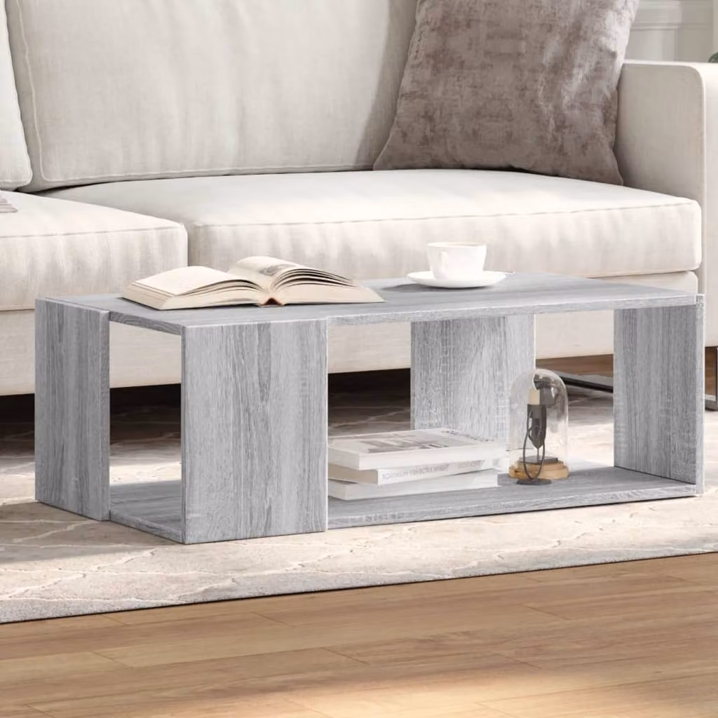 vidaXL Tavolino da salotto moderno in legno grigio L: 89,5 cm, P: 48 cm, H: 30 cm