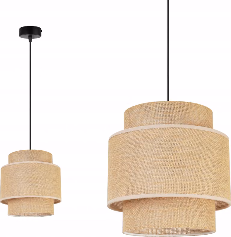 Lampada a sospensione, lampadario da soffitto, paralume, Boho Juta